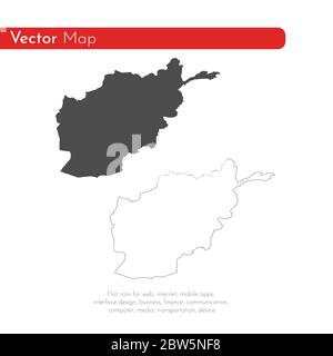 Vector map Afghanistan. Isolated vector Illustration. Black on White background. EPS 10 Illustration. Stock Vector