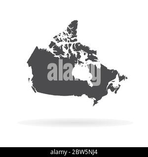 Vector map Canada. Isolated vector Illustration. Black on White background. EPS 10 Illustration. Stock Vector