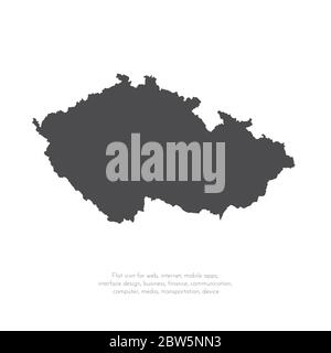 Vector map Czech Republic. Isolated vector Illustration. Black on White background. EPS 10 Illustration. Stock Vector