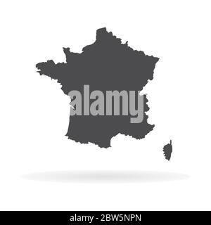 Vector map France. Isolated vector Illustration. Black on White background. EPS 10 Illustration. Stock Vector