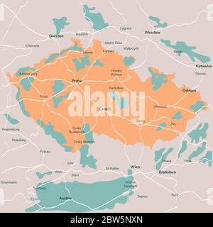 Vector map Czech Republic. Isolated vector Illustration. EPS 10. Stock Vector