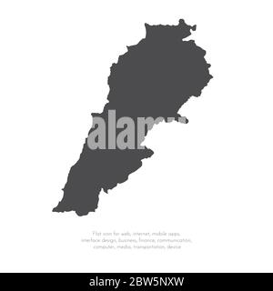 Vector map Lebanon. Isolated vector Illustration. Black on White background. EPS 10 Illustration. Stock Vector