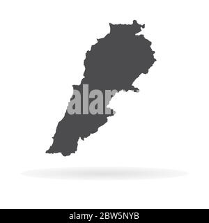 Vector map Lebanon. Isolated vector Illustration. Black on White background. EPS 10 Illustration. Stock Vector