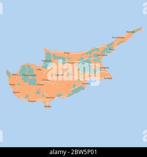 Vector map Cyprus. Isolated vector Illustration. EPS 10. Stock Vector