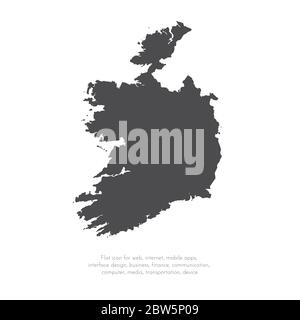 Vector map Ireland. Isolated vector Illustration. Black on White background. EPS 10 Illustration. Stock Vector