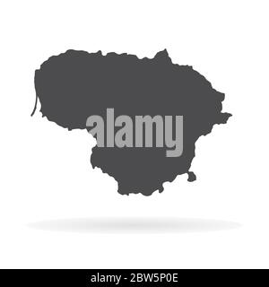 Vector map Lithuania. Isolated vector Illustration. Black on White background. EPS 10 Illustration. Stock Vector