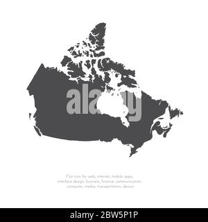 Vector map Canada. Isolated vector Illustration. Black on White background. EPS 10 Illustration. Stock Vector