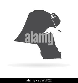 Vector map Kuwait. Isolated vector Illustration. Black on White background. EPS 10 Illustration. Stock Vector