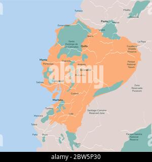 Vector map Ecuador. Isolated vector Illustration. EPS 10. Stock Vector