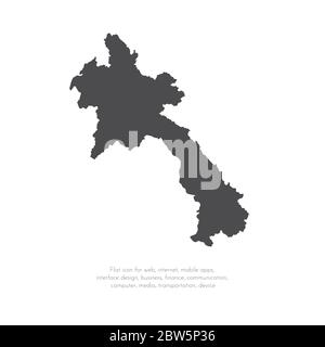 Laos outline map isolated on white background Stock Vector Image & Art ...