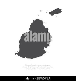 Vector map Mauritius. Isolated vector Illustration. Black on White background. EPS 10 Illustration. Stock Vector