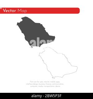 Vector map Saudi Arabia. Isolated vector Illustration. Black on White background. EPS 10 Illustration. Stock Vector