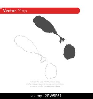 Vector map Saint Kitts and Nevis. Isolated vector Illustration. Black on White background. EPS 10 Illustration. Stock Vector