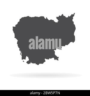 Vector map Cambodia. Isolated vector Illustration. Black on White background. EPS 10 Illustration. Stock Vector