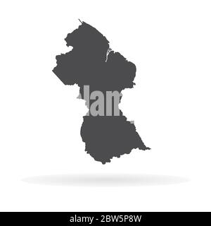 Vector map Guyana. Isolated vector Illustration. Black on White background. EPS 10 Illustration. Stock Vector
