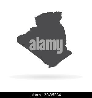 Vector map Algeria. Isolated vector Illustration. Black on White background. EPS 10 Illustration. Stock Vector