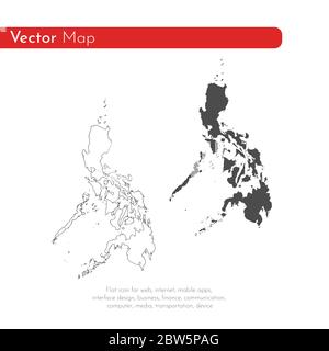 Vector map Philippines. Isolated vector Illustration. Black on White background. EPS 10 Illustration. Stock Vector