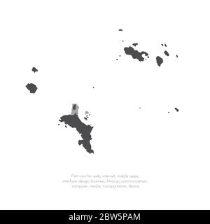 Vector map Seychelles and Victoria. Isolated vector Illustration. Black on White background. EPS 10 Illustration. Stock Vector