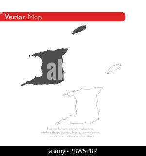 Vector map Trinidad and Tobago. Isolated vector Illustration. Black on White background. EPS 10 Illustration. Stock Vector