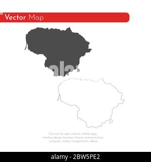 Vector map Lithuania. Isolated vector Illustration. Black on White background. EPS 10 Illustration. Stock Vector