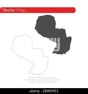 Vector map Paraguay. Isolated vector Illustration. Black on White background. EPS 10 Illustration. Stock Vector