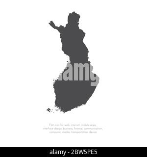 Vector map Finland. Isolated vector Illustration. Black on White background. EPS 10 Illustration. Stock Vector