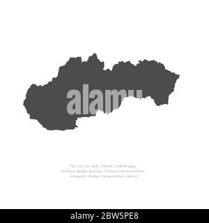Vector map Slovakia. Isolated vector Illustration. Black on White background. EPS 10 Illustration. Stock Vector