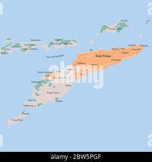 Vector map East Timor. Isolated vector Illustration. EPS 10. Stock Vector