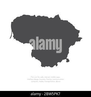 Vector map Lithuania. Isolated vector Illustration. Black on White background. EPS 10 Illustration. Stock Vector