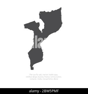 Vector map Mozambique. Isolated vector Illustration. Black on White background. EPS 10 Illustration. Stock Vector