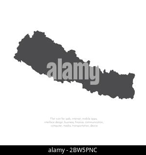 Nepal with zones Map black and white illustration Stock Vector Image ...