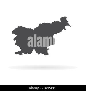 Vector map Slovenia. Isolated vector Illustration. Black on White background. EPS 10 Illustration. Stock Vector