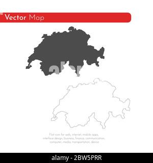 Vector map Switzerland. Isolated vector Illustration. Black on White background. EPS 10 Illustration. Stock Vector