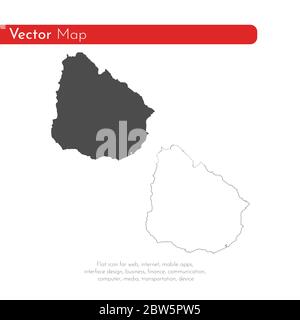 Vector map Uruguay. Isolated vector Illustration. Black on White background. EPS 10 Illustration. Stock Vector