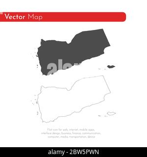 Vector map Yemen. Isolated vector Illustration. Black on White background. EPS 10 Illustration. Stock Vector