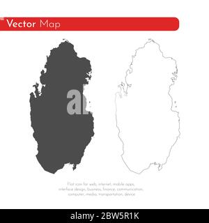 Vector map Qatar. Isolated vector Illustration. Black on White background. EPS 10 Illustration. Stock Vector