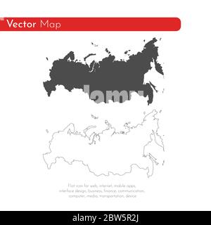 Vector map Russia. Isolated vector Illustration. Black on White background. EPS 10 Illustration. Stock Vector