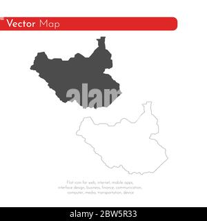 Vector map South Sudan. Isolated vector Illustration. Black on White background. EPS 10 Illustration. Stock Vector