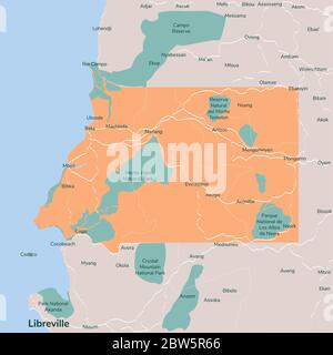 Vector map Equatorial Guinea. Isolated vector Illustration. EPS 10 Illustration. Stock Vector