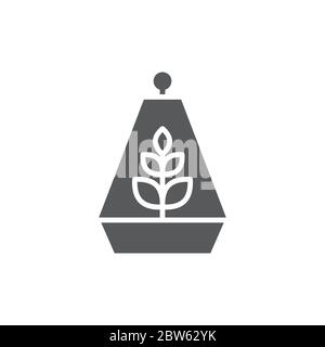 Round terrarium with plant flower vector icon symbol isolated on white background Stock Vector