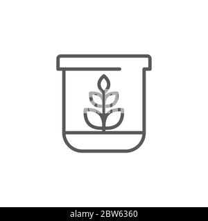 Round terrarium with plant flower vector icon symbol isolated on white background Stock Vector
