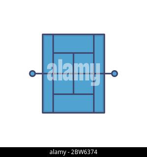 Tennis court vector icon symbol sport arena isolated on white background Stock Vector