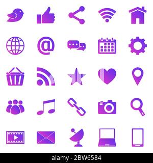 Social media gradient icons on white background, stock vector Stock Vector