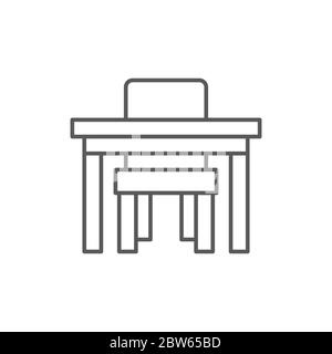School desk and a chair vector icon symbol isolated on white background Stock Vector
