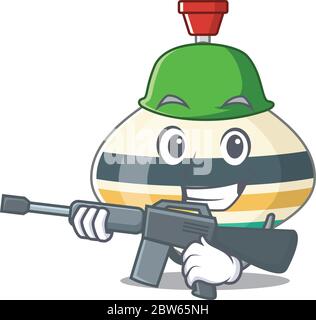 A cartoon picture of Army top toy holding machine gun Stock Vector