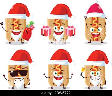 Santa Claus emoticons with hotdog cartoon character Stock Vector