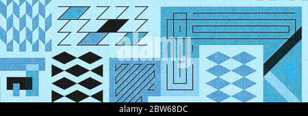 Colorful  geometric poster. Grid with color geometrical shapes. Modern abstract promotional flyer background illustration set. Geometric template Stock Photo