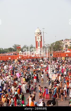 Haridwar holiest places for Hindus, Har Ki Pauri is a famous ghat on the banks of the Ganges in Haridwar, India (Photo Copyright © Saji Maramon) Stock Photo