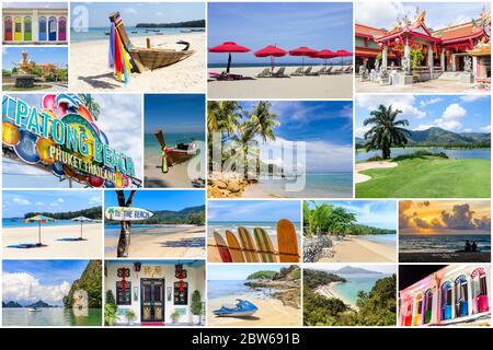 Travel images collage of Phuket, Thailand Stock Photo