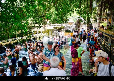 Holy spring water temple in Bali,Indonesia. (Indonesian:Pura Tirta Empul) is a Hindu Balinese Water Temple Stock Photo